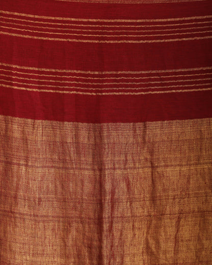 Women's Maroon Traditional Handloom Linen Saree