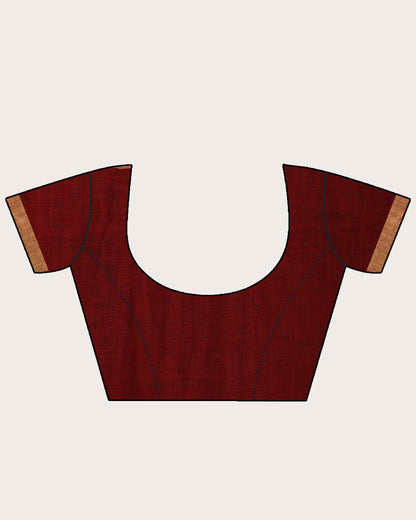 Women's Maroon Traditional Handloom Linen Saree