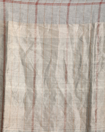 Women's Silver Grey Traditional Handloom Check Linen Saree