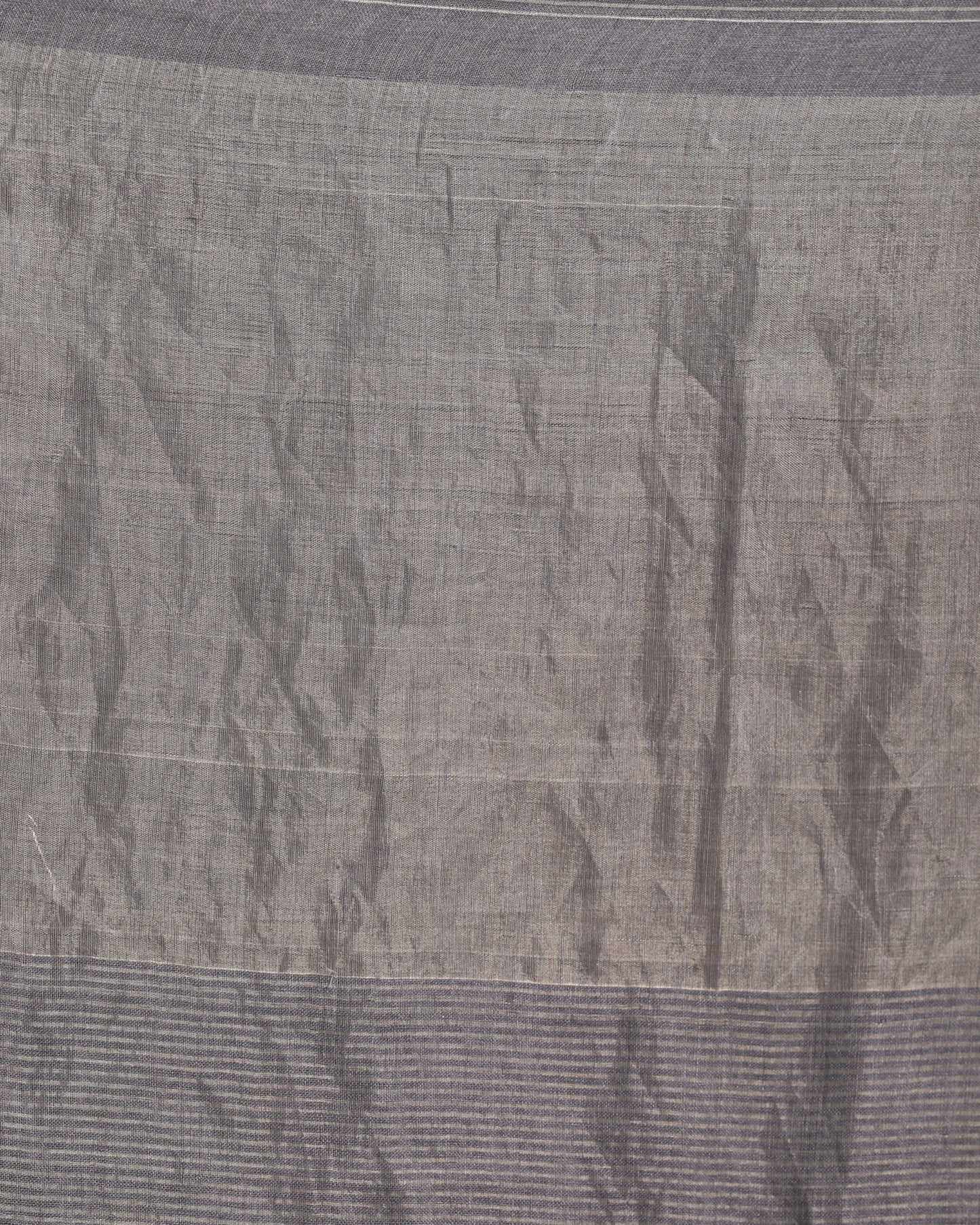 Women's Grey Blue Check Traditional Handloom Linen Saree