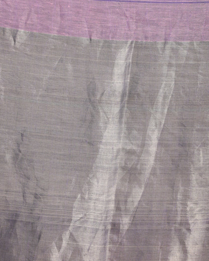 Women's Lavender Traditional Handloom Check Linen Saree