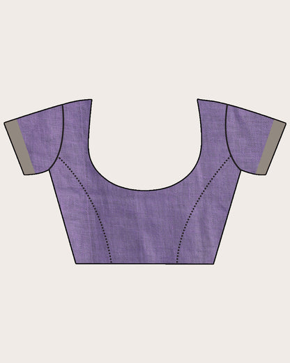 Women's Lavender Traditional Handloom Check Linen Saree