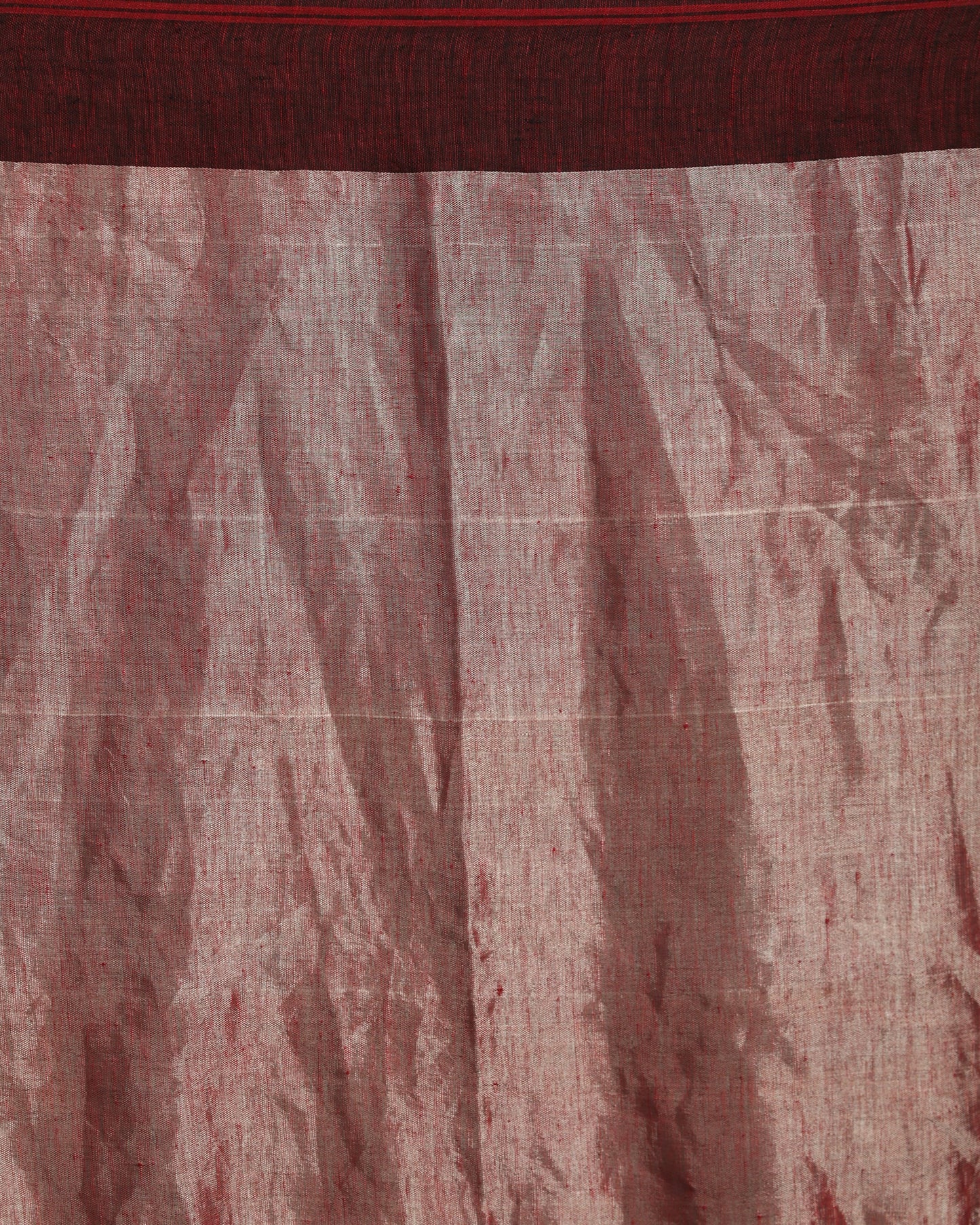 Women's Maroon Black Silver Traditional Handloom Check Linen Saree