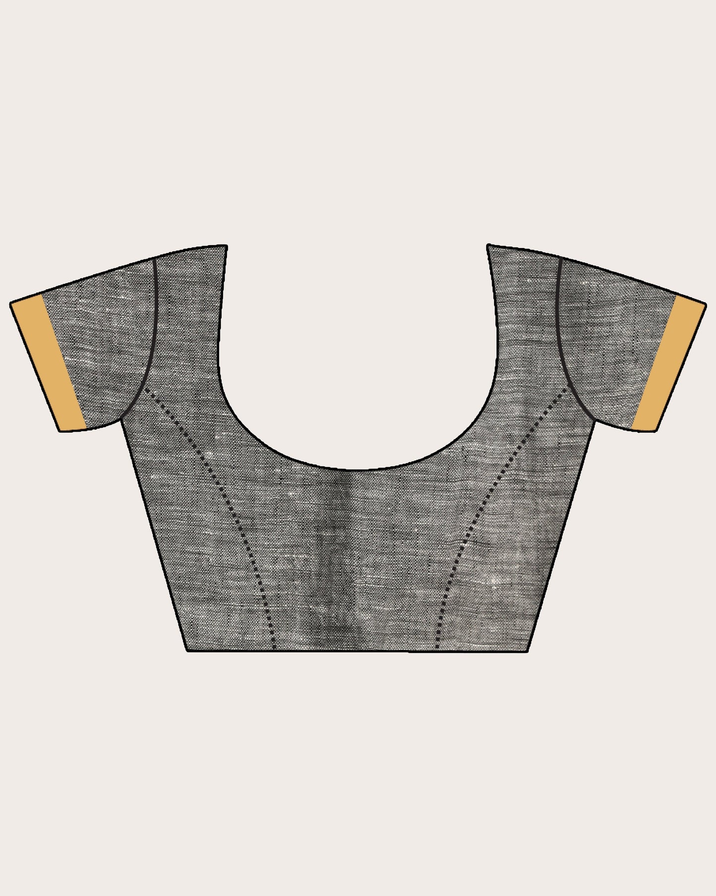 Women's Beige Black Silver Traditional Handloom Check Linen Saree