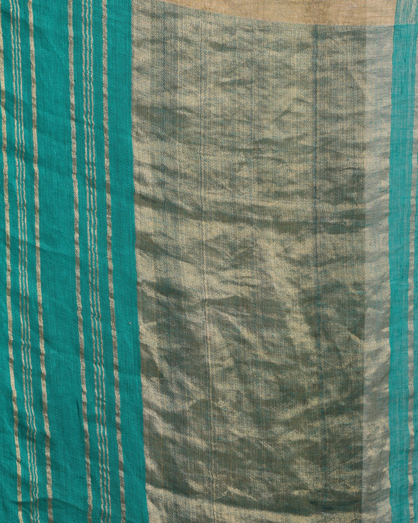 Women's Turquoise Traditional Handloom Linen Saree