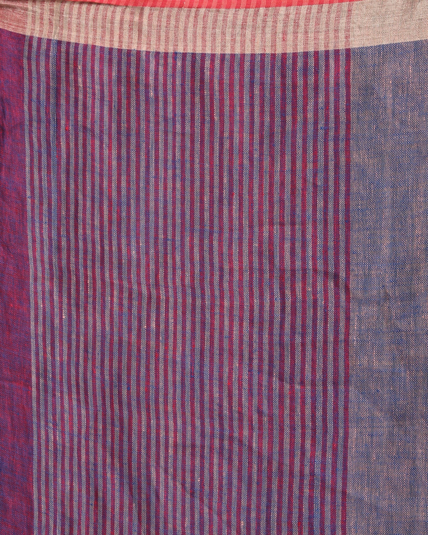 Women's Multicolour Traditional Handloom Check Linen Saree