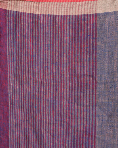 Women's Multicolour Traditional Handloom Check Linen Saree
