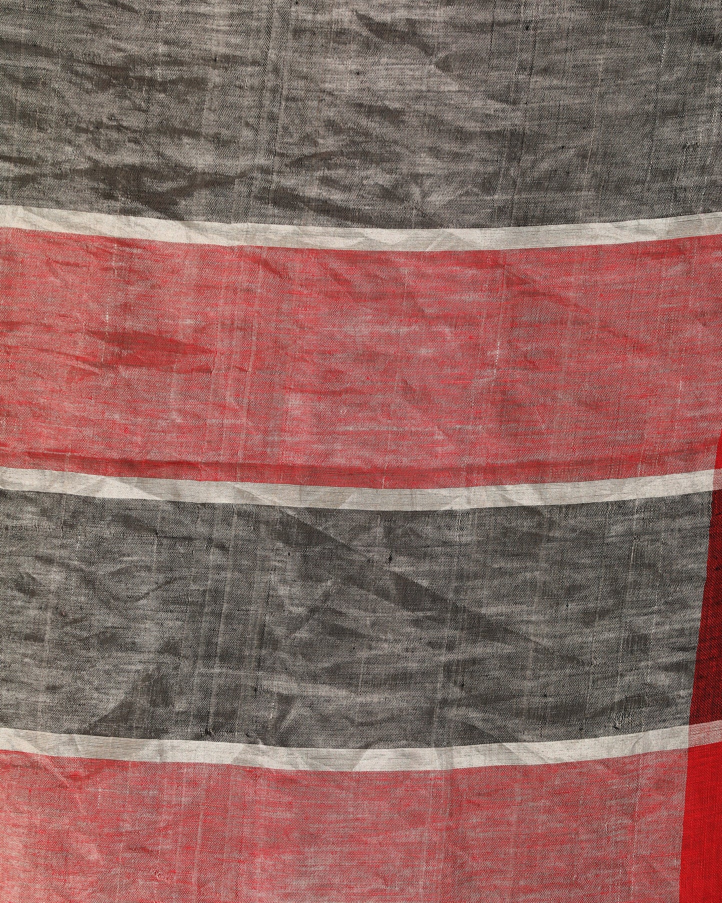 Women's Red Black Traditional Check Linen Handloom Saree