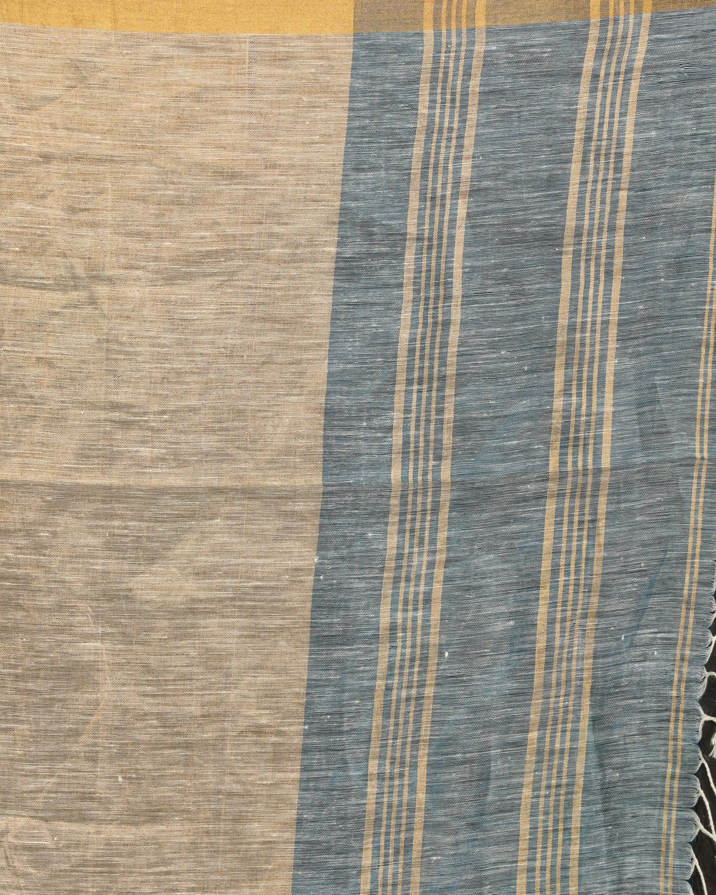 Women's Silver Blue Traditional Handloom Tissue Linen Saree
