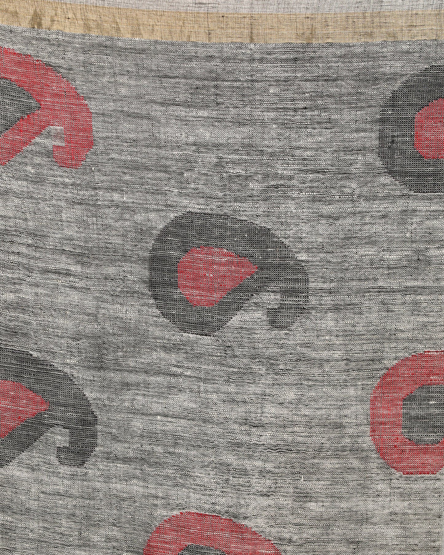Women's Grey Traditional Handloom Linen Jamdani Saree