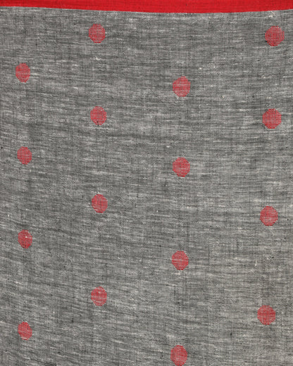 Women's Grey Traditional Handloom Linen Jamdani Saree