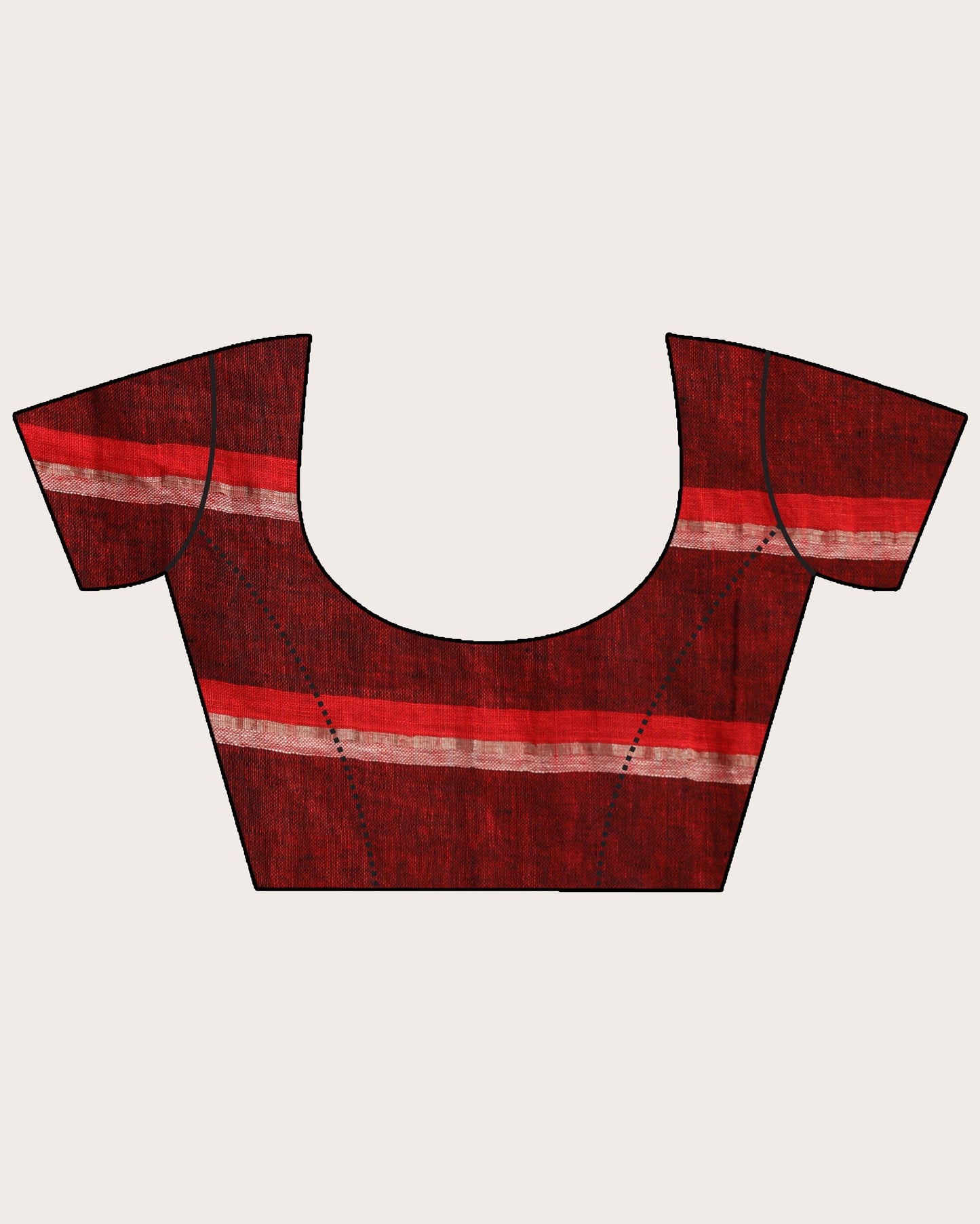 Women's Black Red Traditional Check Linen Handloom Saree