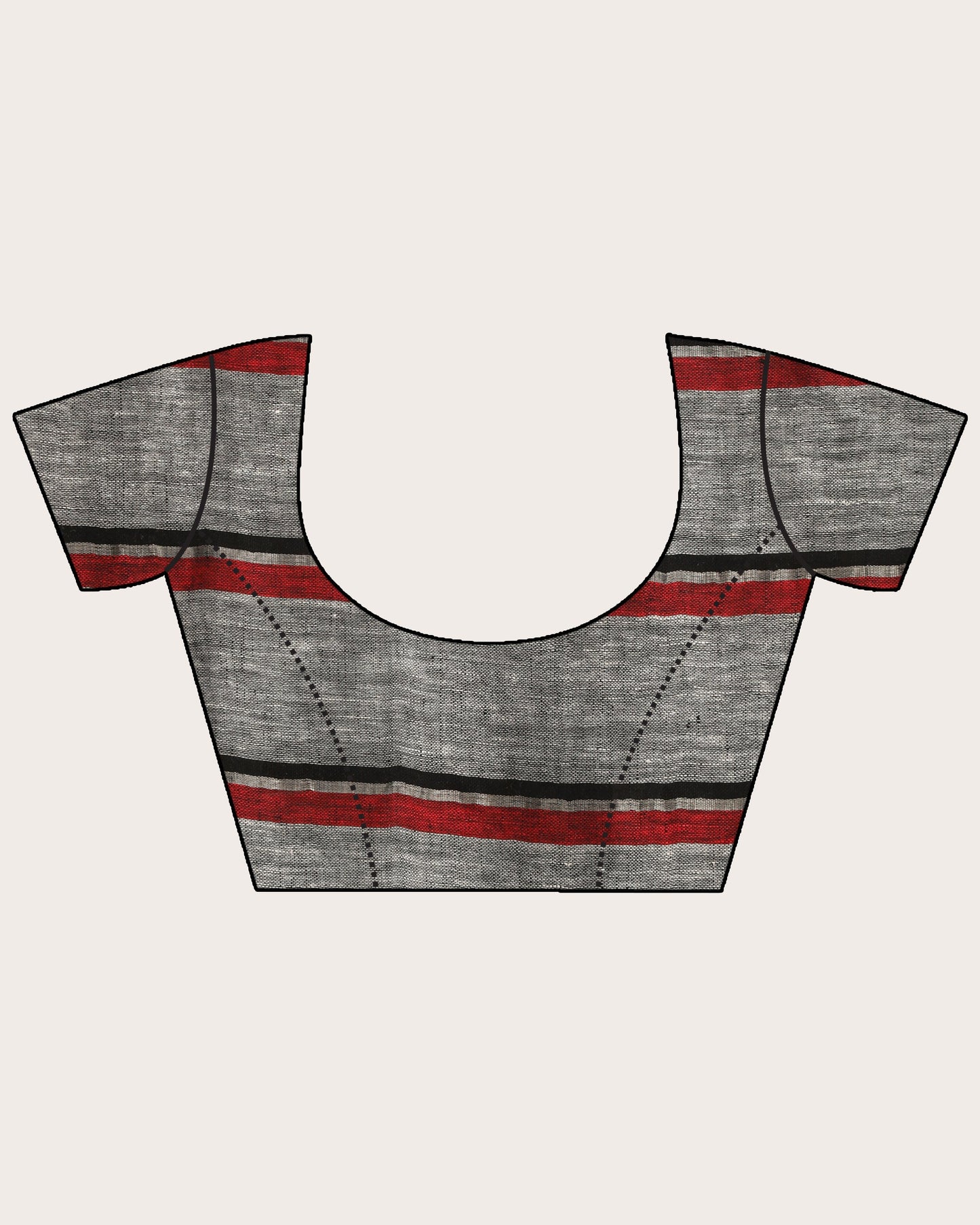 Women's Off White Red Traditional Check Linen Handloom Saree