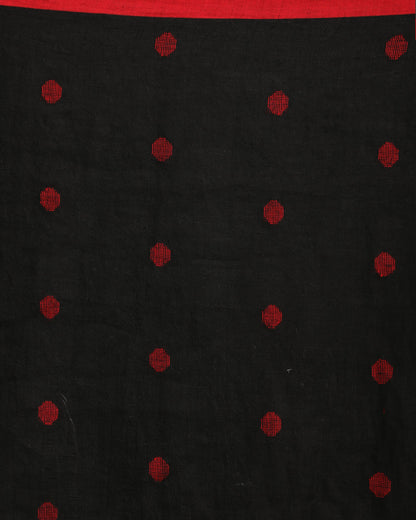 Women's Black Traditional Handloom Linen Jamdani Saree