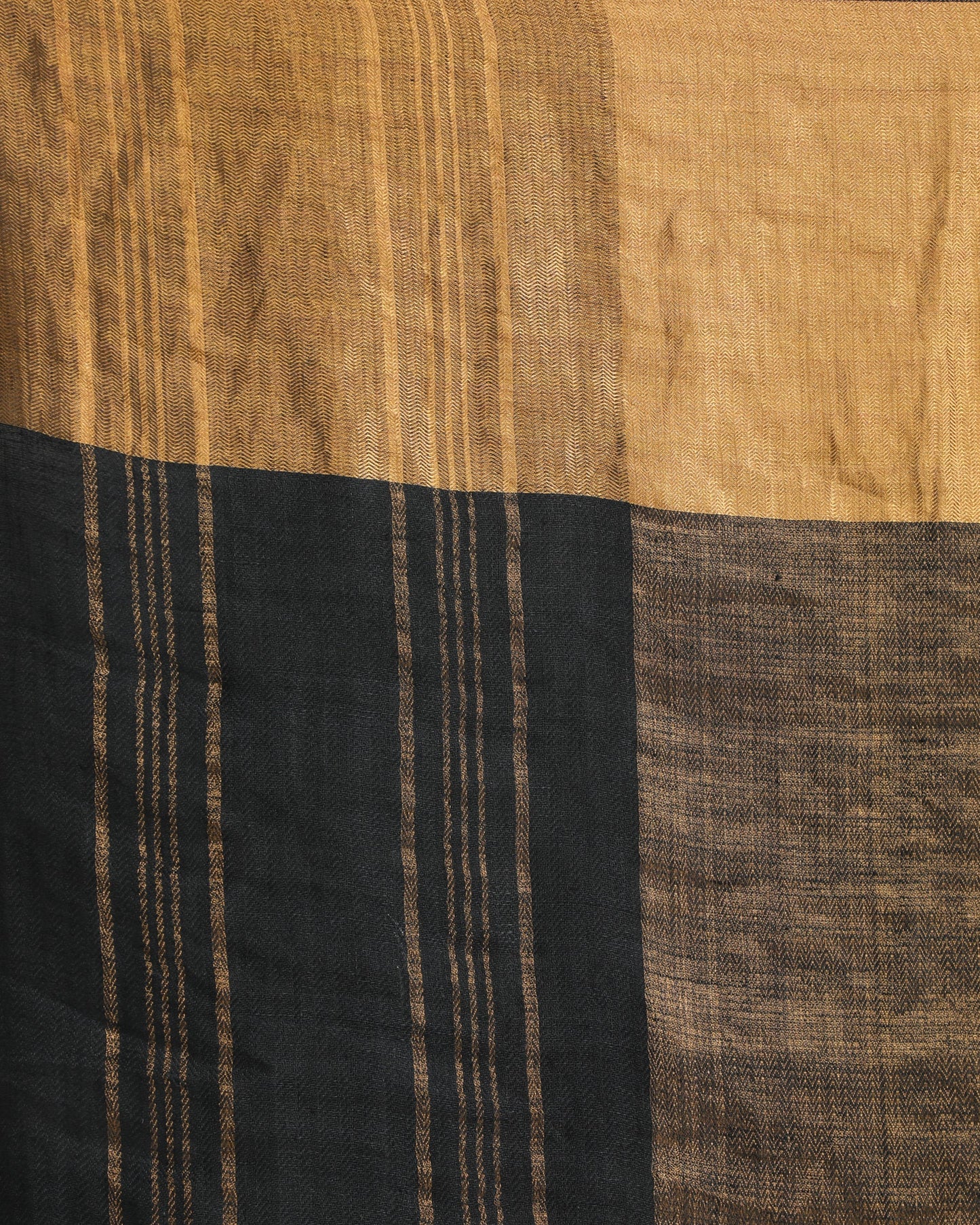 Women's Middle Black Navybluetraditional Handloom Linen Saree