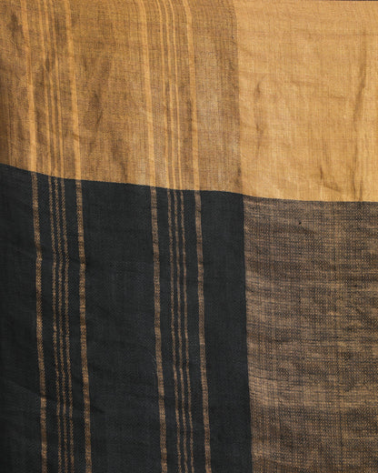 Women's Middle Black Navybluetraditional Handloom Linen Saree