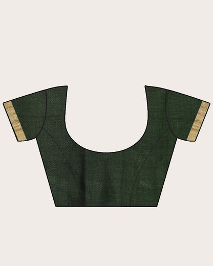 Women's Dark Greentraditional Handloom Linen Saree