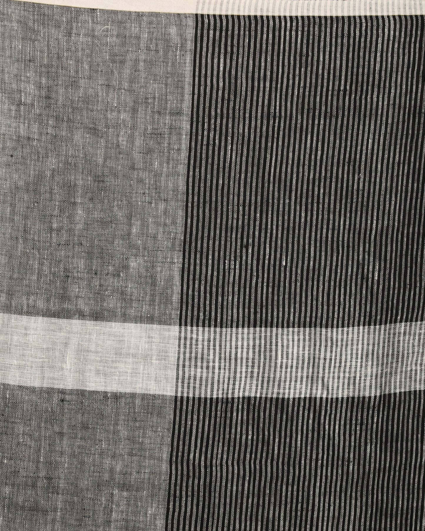 Women's Black Grey Traditional Handloom Linen Saree