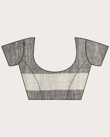 Women's Black Grey Traditional Handloom Linen Saree