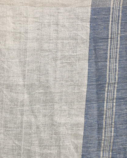 Women's Green Blue Traditional Handloom Check Linen Saree