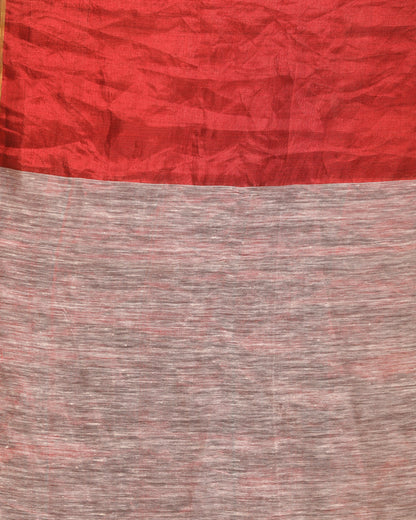 Women's Design Zari Border Lemon Handloom Traditional Linen Saree