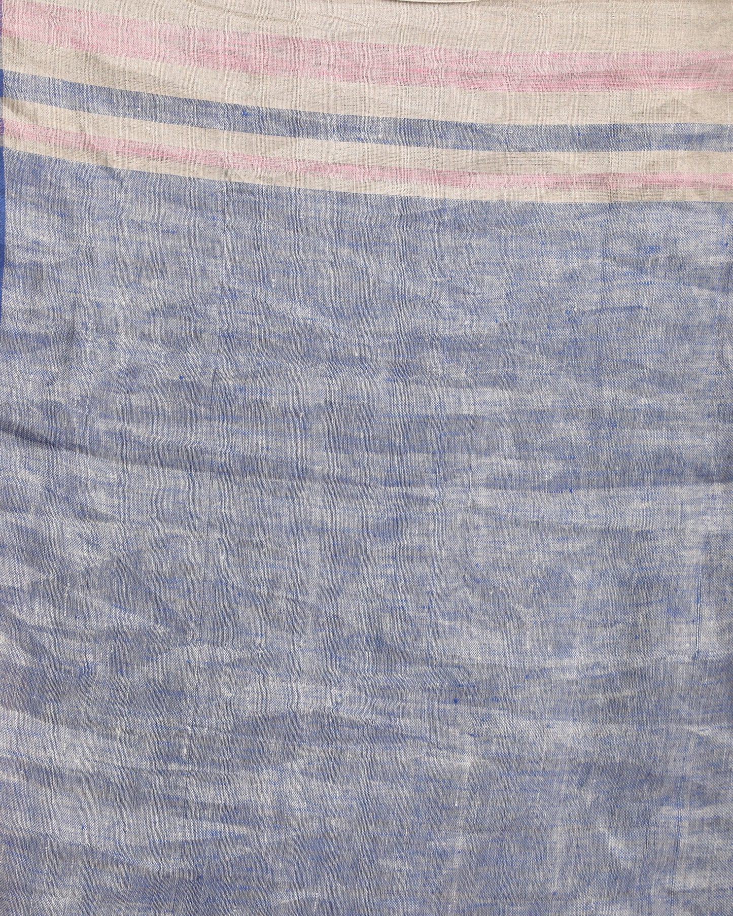 Women's Royel Blue Light Pink Traditional Handloom Linen Saree