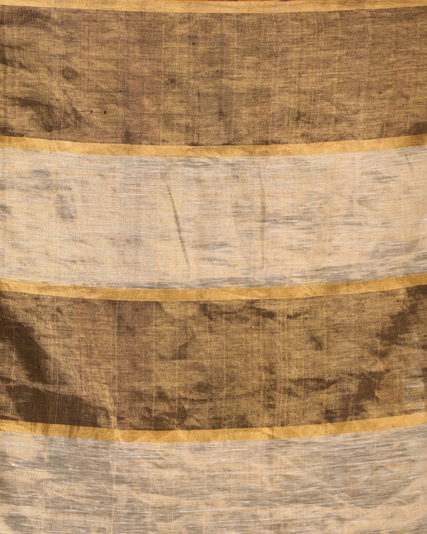 Women's White Black Traditional Check Linen Handloom Saree