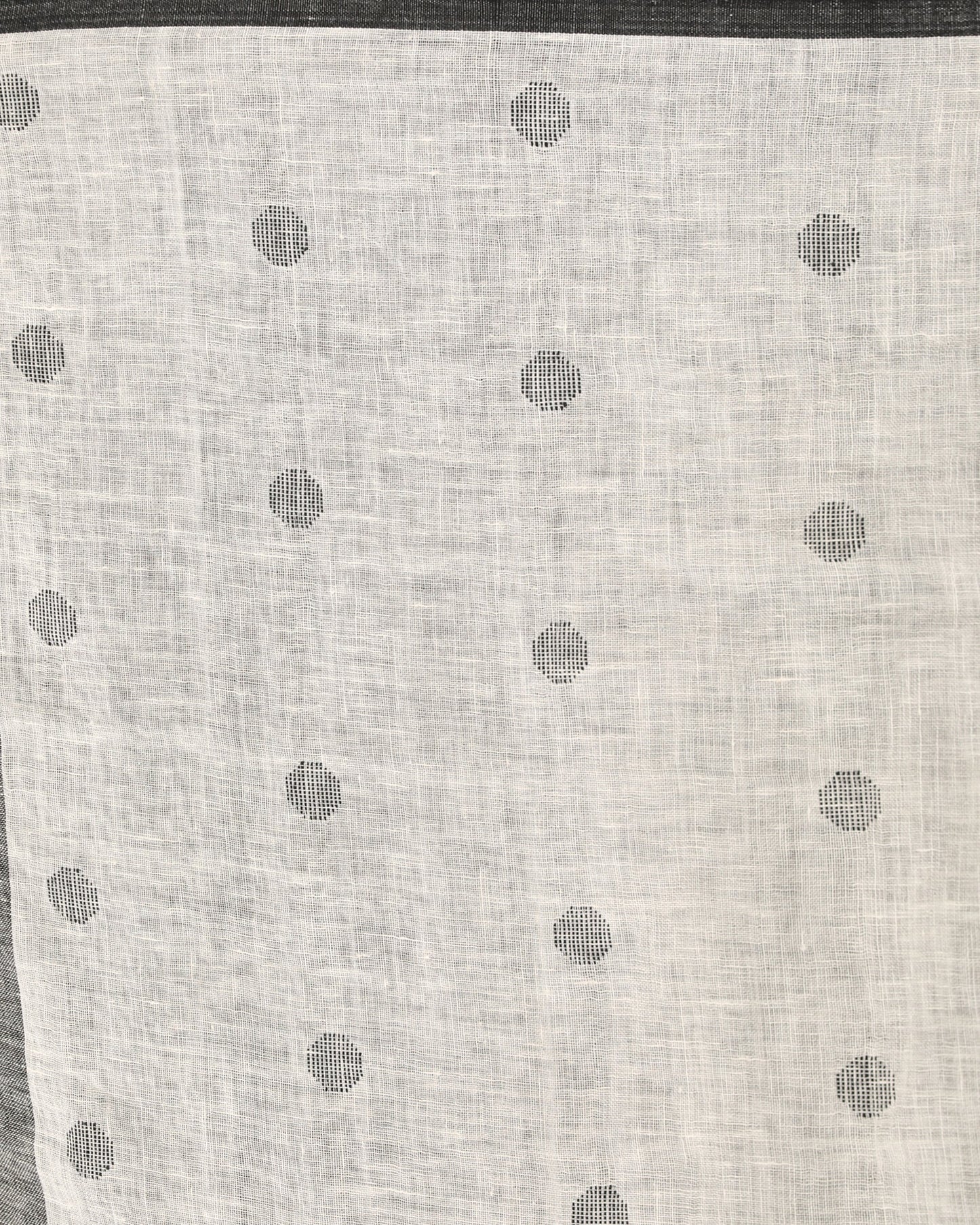 Women's White Traditional Handloom Linen Jamdani Saree
