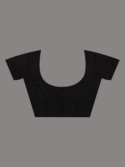Women's Black jamdani handwoven linen saree