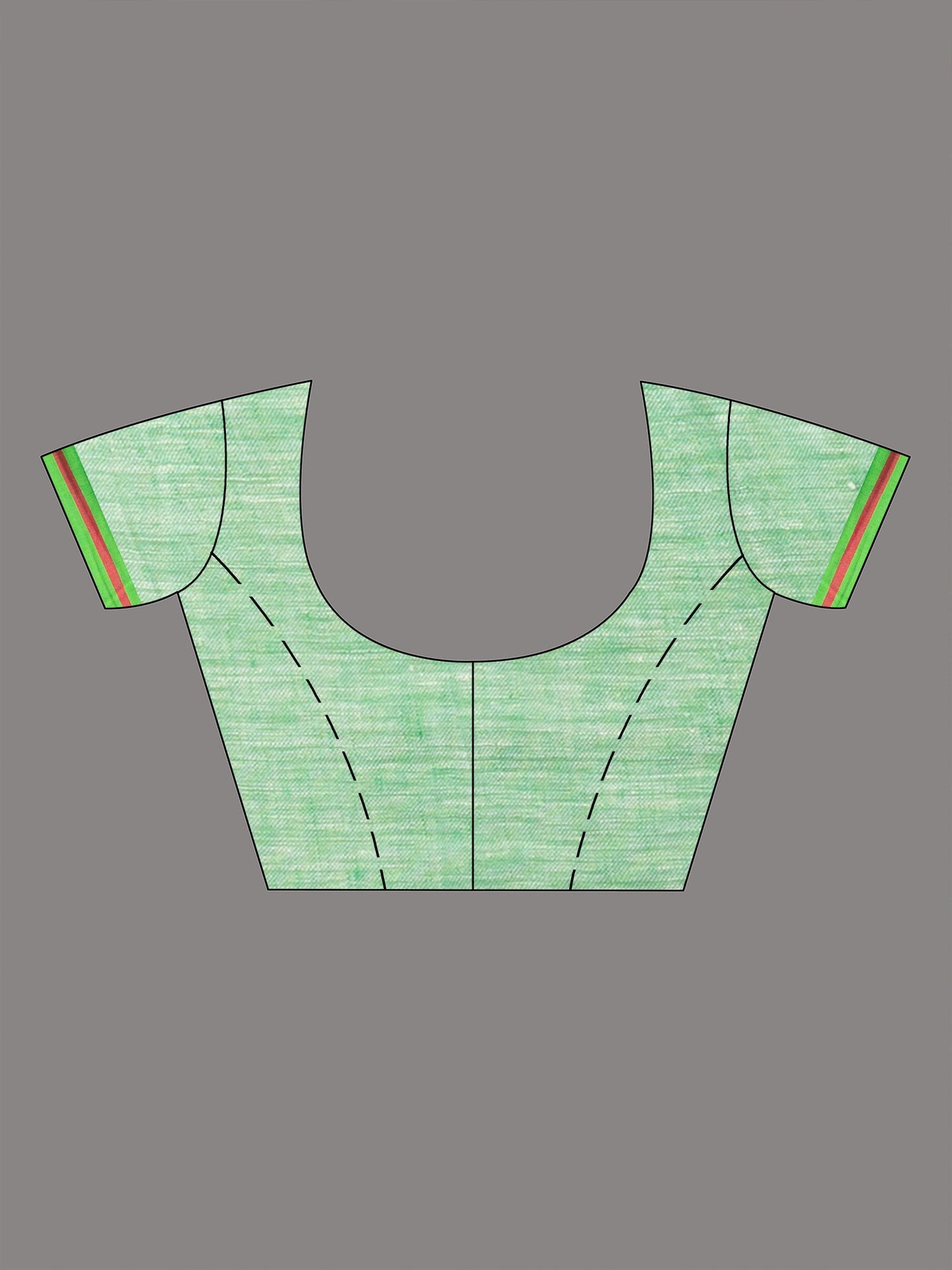 Women's Cream with green pallu in multi colour boeder handwoven linen saree