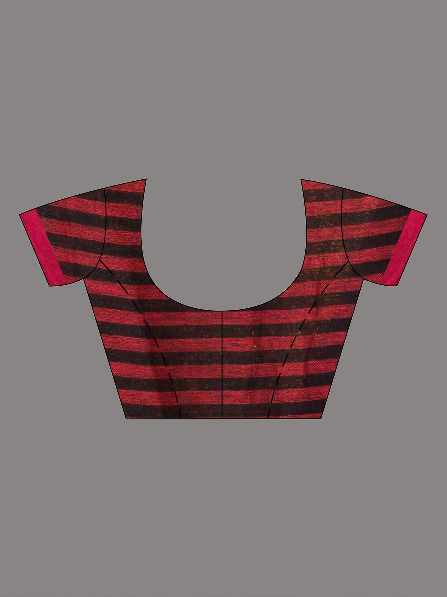 Women's Red and black gamchha check with black pallu in solitd border handwoven linen saree