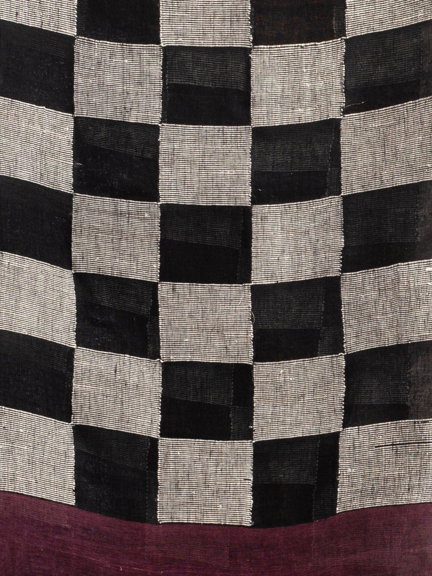 Women's Coffee brown all body buti with box pallu in silver zari border handwoven linen saree