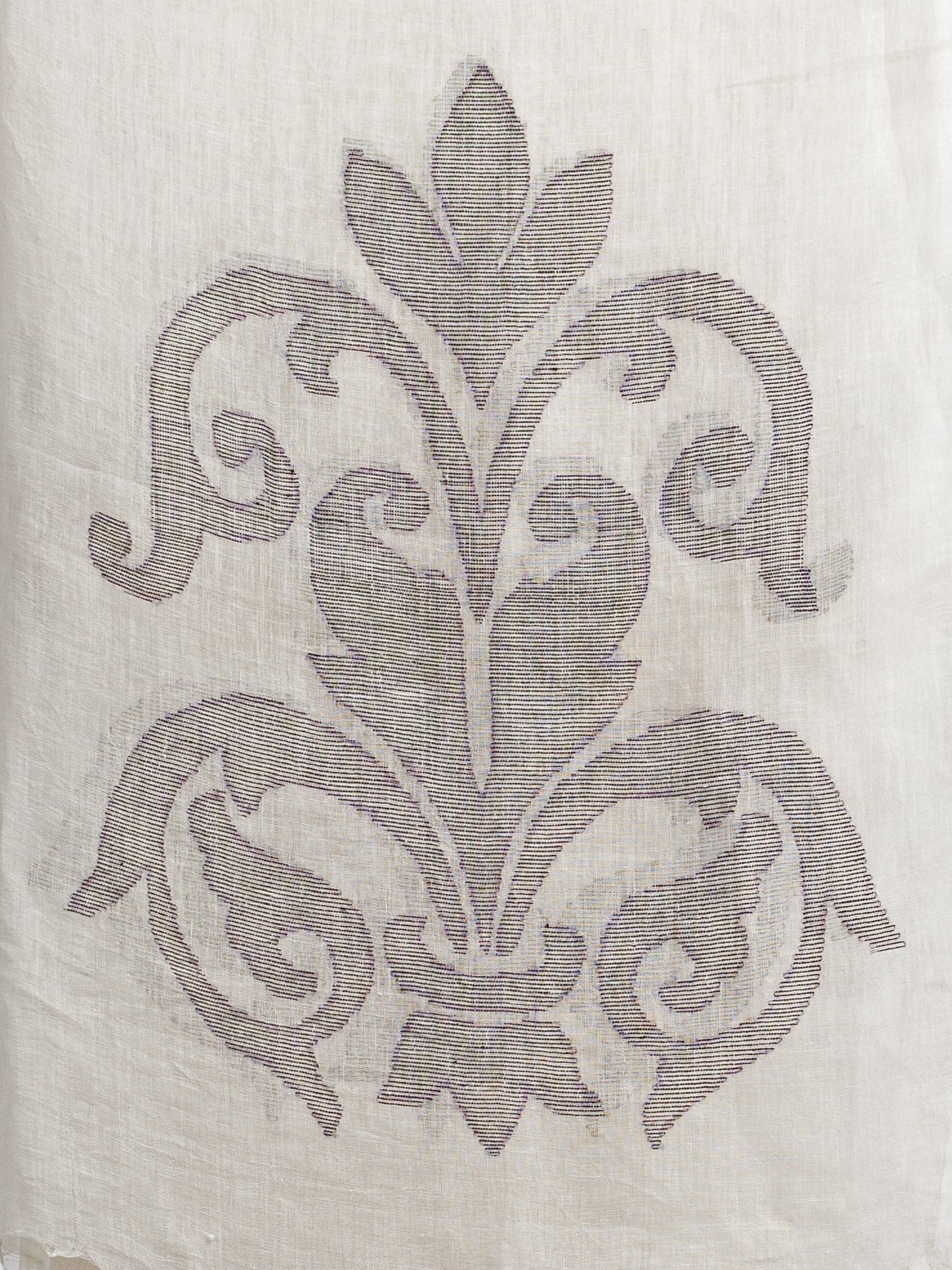 Women's White jamdani handwoven linen saree