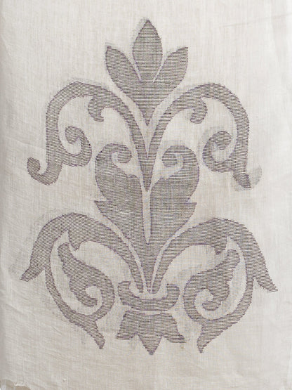 Women's White jamdani handwoven linen saree