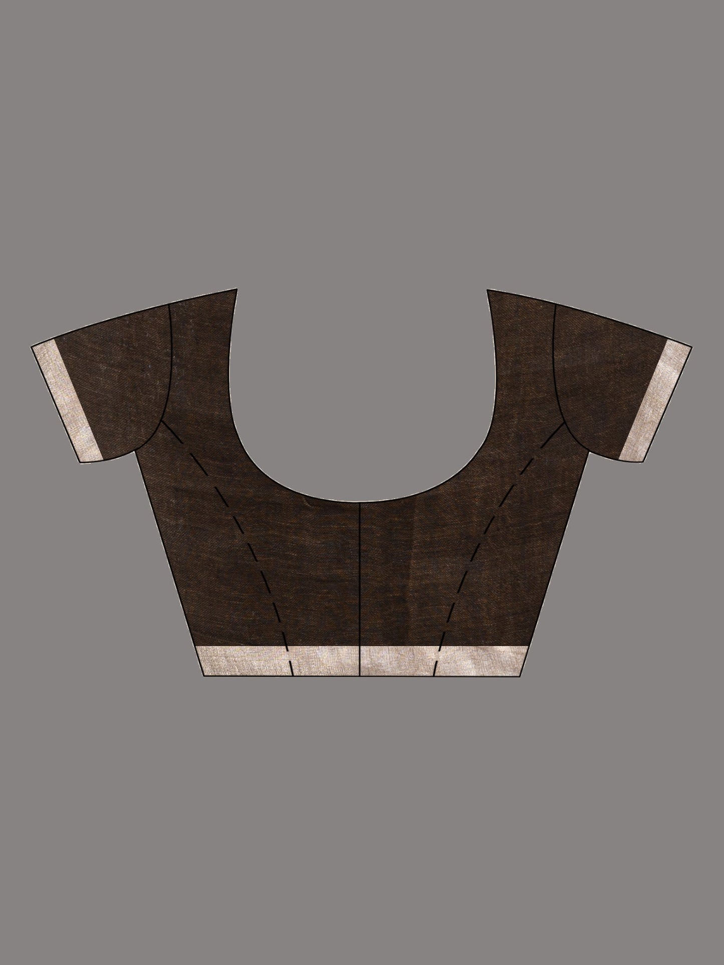 Women's Coffee brown with all pallu zari buti in temple border handwoven linen saree