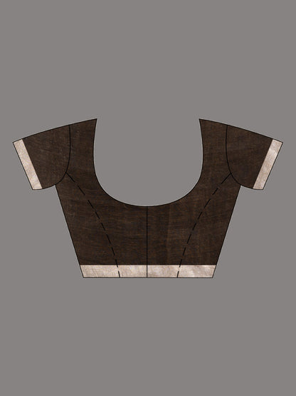 Women's Coffee brown with all pallu zari buti in temple border handwoven linen saree