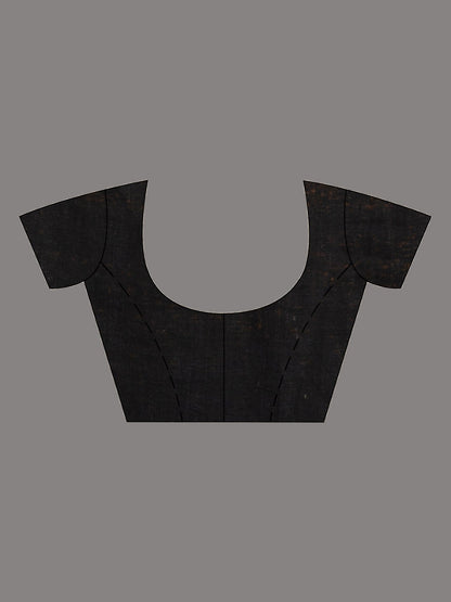 Women's Black jamdani handwoven linen saree