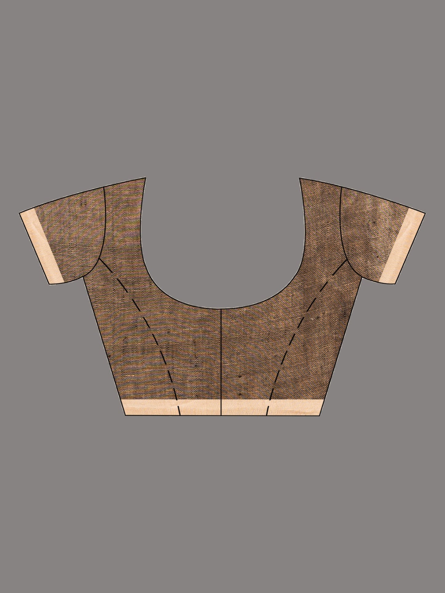 Women's Brown with multi colour pallu in solit boeder handwoven linen saree