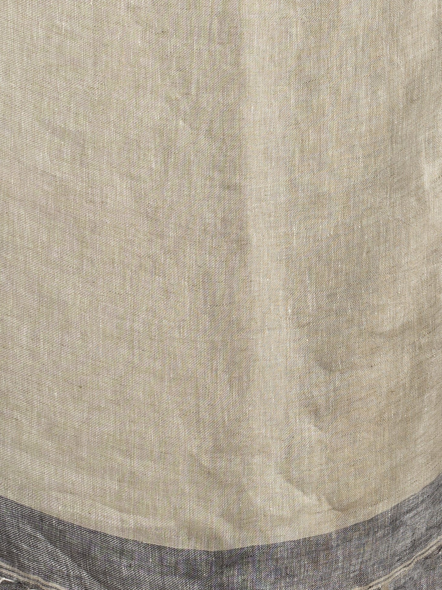 Women's Grey twill weaving with sage green pallu in white and black border handwoven linen saree