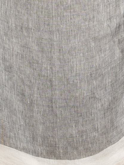 Women's White twill weaving with black pallu in white and black border handwoven linen saree