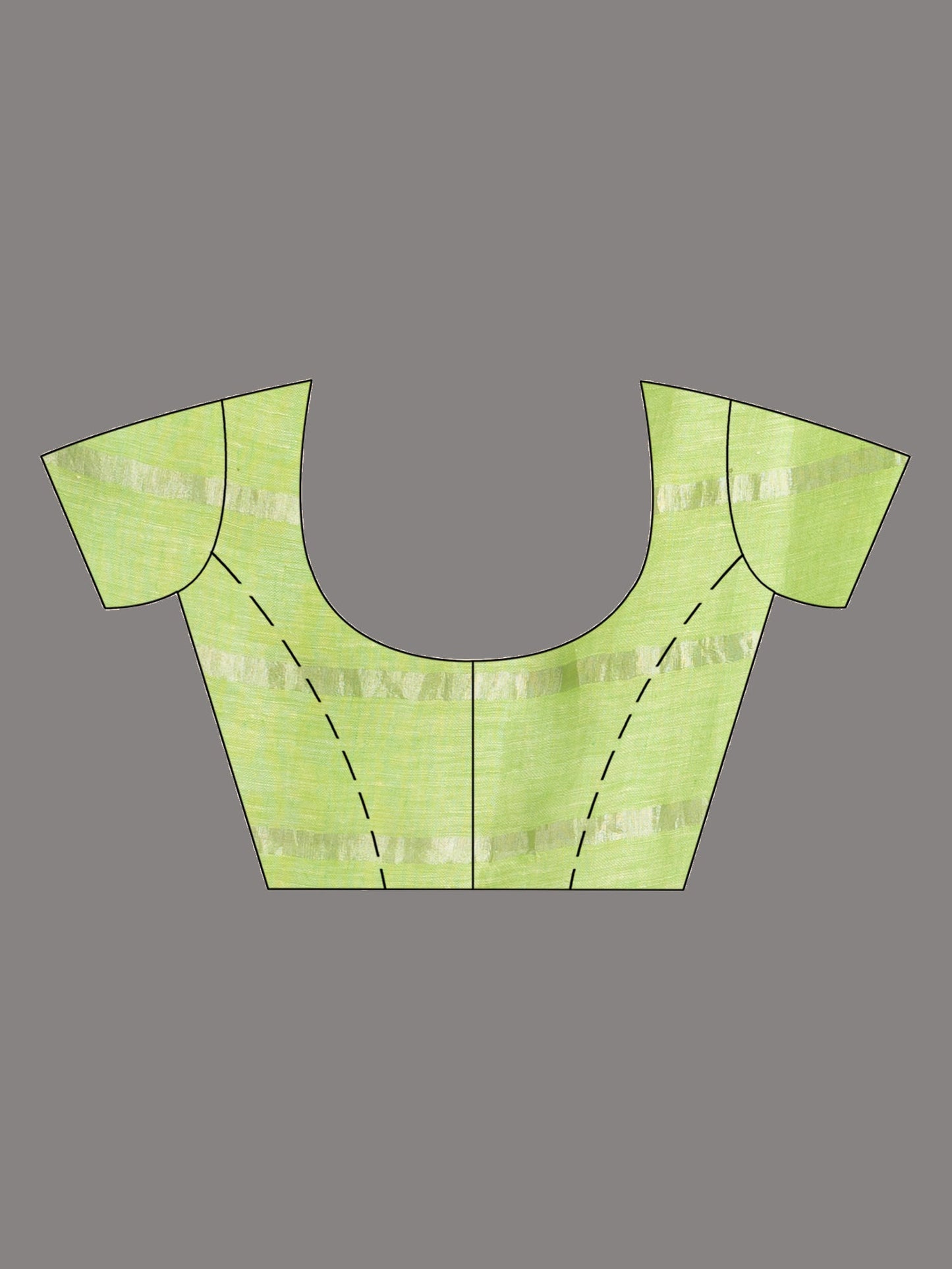 Women's green pink half and half ziri check with silver zari pallu in zari border handwoven linen saree