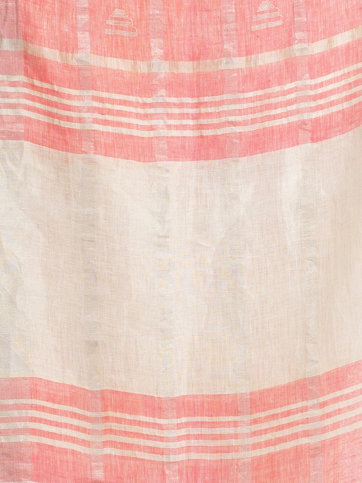 Women's Sky pink half and half ziri check with silver zari pallu in zari border handwoven linen saree