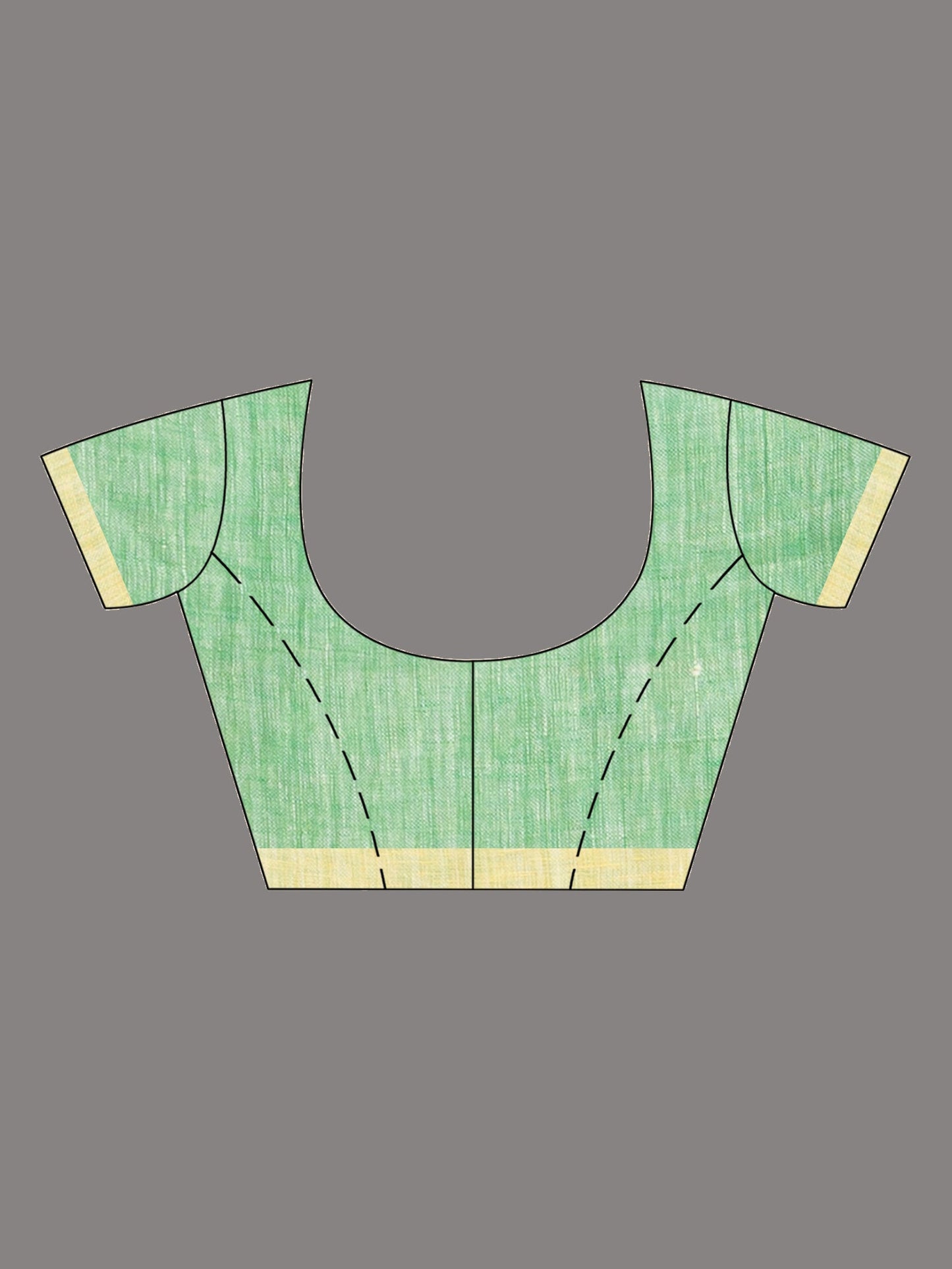 Women's Yellow with green pallu in multi colour boeder handwoven linen saree