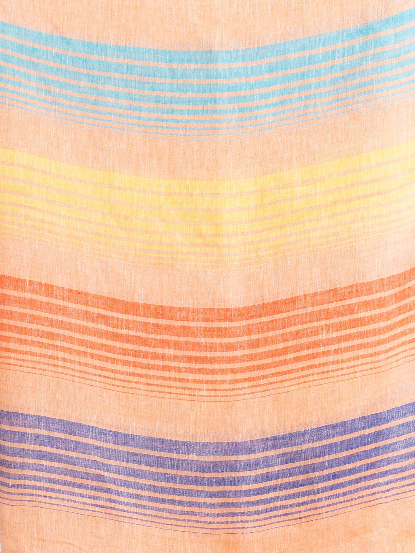 Women's Peach with multi colour pallu handwoven linen saree