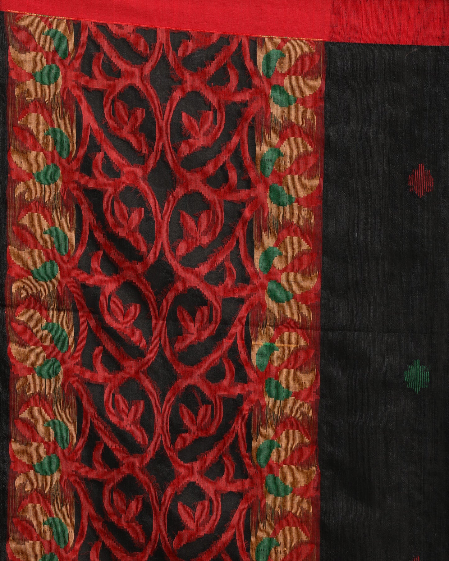 Women's Black Matka Silk Handloom Traditional Jamdani Saree