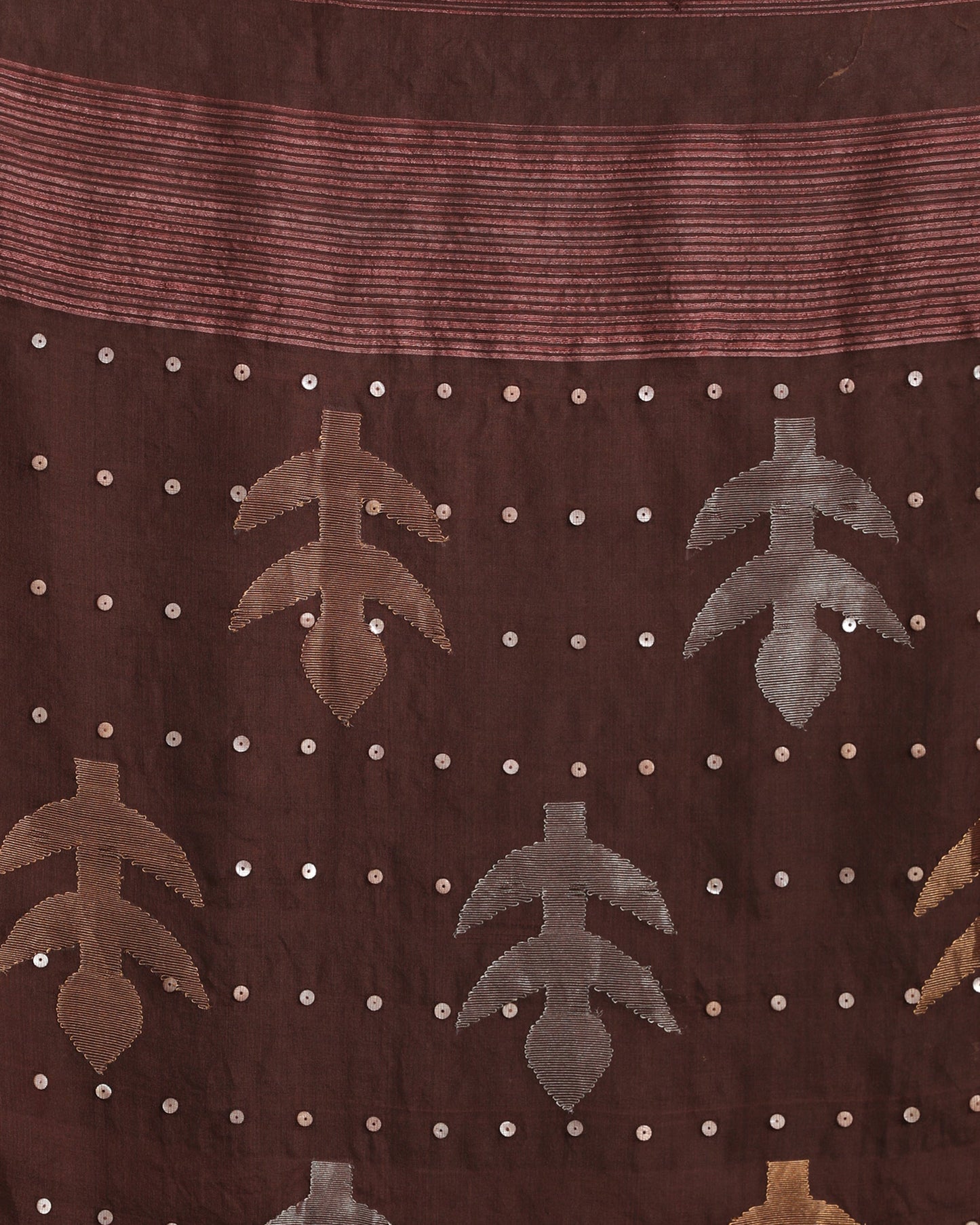 Women's Copper Rose Matka Silk Handloom Traditional Sequin Jamdani Saree