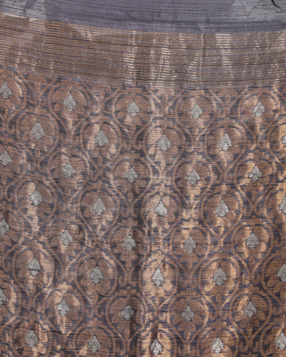 Women's Grey Handloom Traditional Tangail Matka Silk Saree
