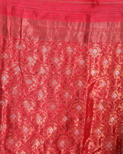Women's Pink Handloom Traditional Tangail Matka Silk Saree