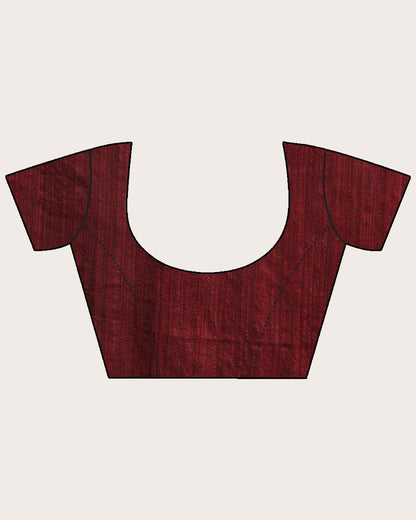 Women's Deep Maroon Matka Silk Handloom Traditional Sequin Jamdani Saree