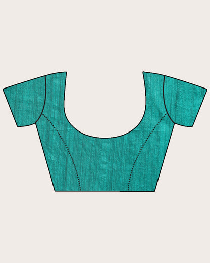 Women's Deep Cyan Matka Silk Handloom Traditional Jamdani Saree